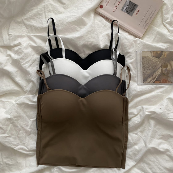 Ice Silk seamless beauty back wrapped chest fixed chest pad underwear women's comfortable breathable wireless bottoming camisole outer wear