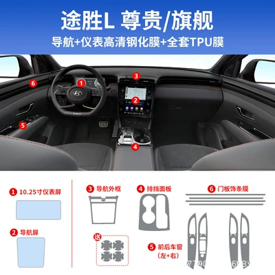 Car interior film: Car Screen Protection Tempered Film - tucson-l-full-set-tpu-1025inch-instruments-navigation-hd-tempered-film
