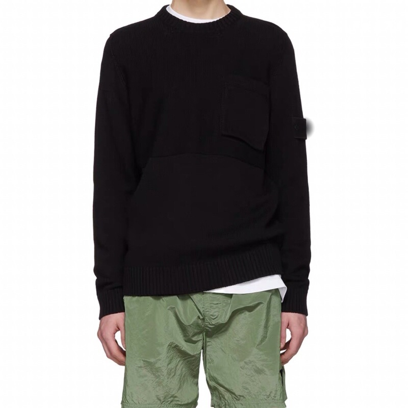 Cross-Border Stone Ghost Series Stone Patchwork Pocket Pullover Knit Sweater Casual Pullover Sweater Unisex Trendy