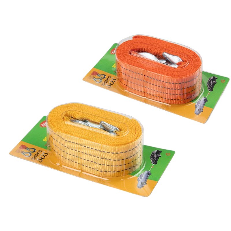 Spot direct supply of car 3 meters 3 tons tow rope off-road vehicle tow belt car supplies OPP grappling hook U hook towing rope