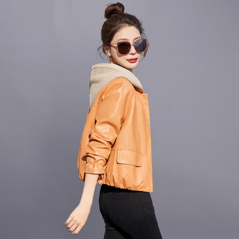 Leather Coat Women's Short 2023 Spring and Autumn New Arrival Casual Age-reducing Beautiful Foreign Style Pu Leather Motorcycle Jacket