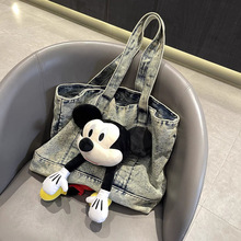 米奇包包大容量托特包帆布牛仔包米老鼠女包2024新款大包单肩包潮