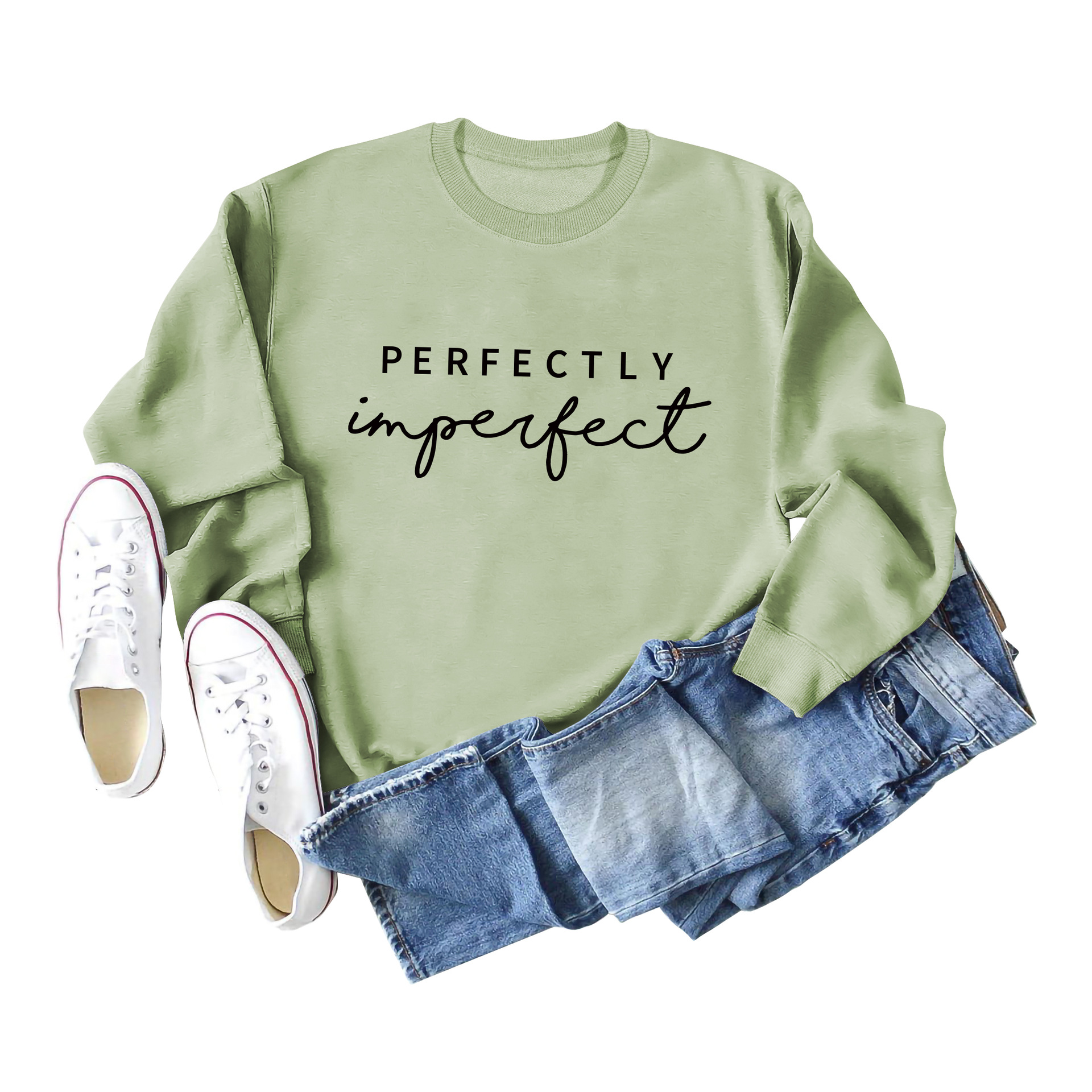Perfectamente imperfecto en stock simple europeo y americano cuello redondo de manga larga las mujeres Amazon eBay suéter al por mayor