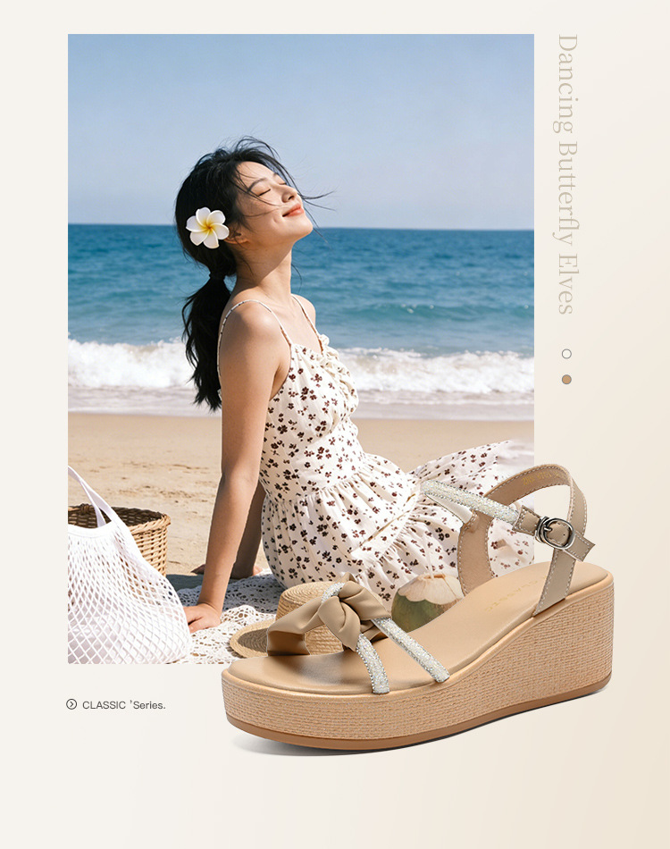 Sandal nữ đế xuồng đính đá cổ điển, tăng chiều cao, phong cách thanh lịch — M701 Hạnh chi tiết 5