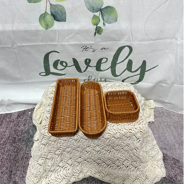 Creative kitchen tableware storage basket hotel restaurant knife and fork basket household chopsticks basket rectangular rattan basket supply