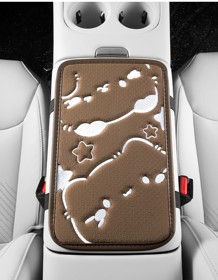 Cross-border cute armrest box pad car cat embroidery four seasons universal armrest pad car center armrest hand pad