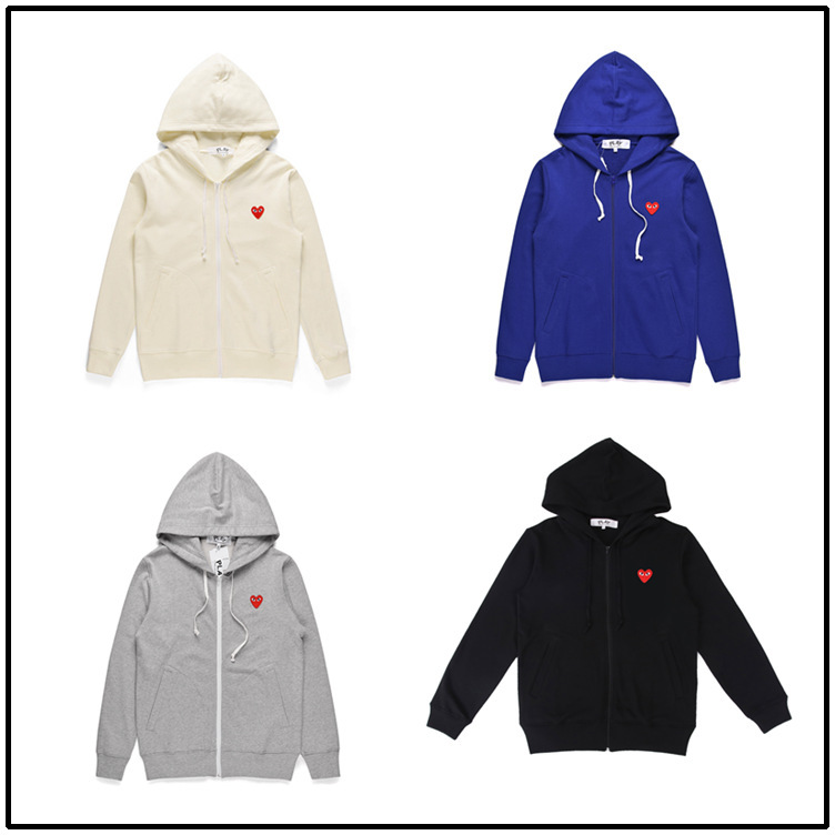 Couple Style Play Heart Cardigan Autumn and Winter Zipper Jacket Hooded Sweatshirt Trendy Brand Chuanjiu Men and Women Fleece-Lined and Thickeneded