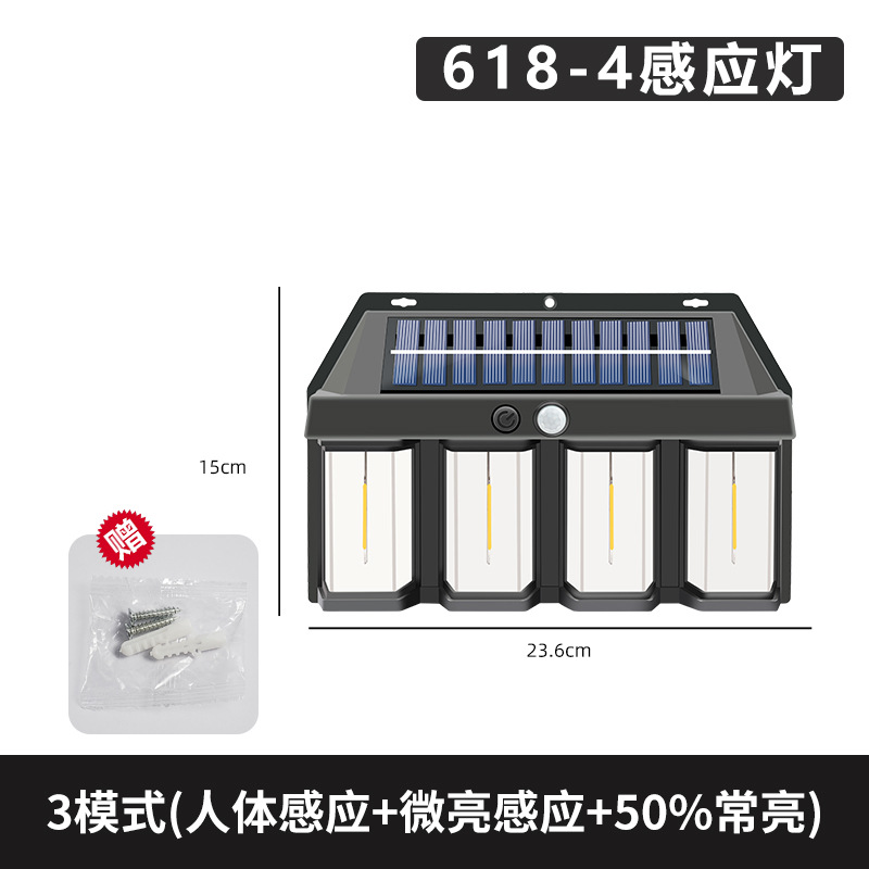 Lámpara de pared de inducción solar transfronteriza usuario exterior impermeable lámpara de patio de alambre de tungsteno lámpara de jardín villa iluminación de noche