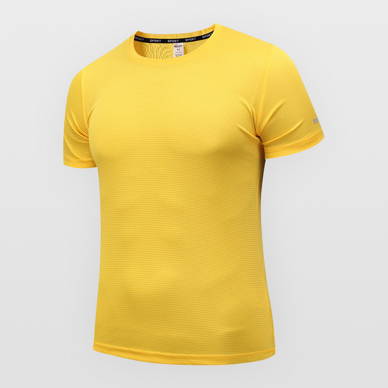 Camiseta deportiva unisex personalizada transfronteriza de manga corta con cuello redondo para verano, de secado rápido, para fitness y running, con impresión de logotipo.