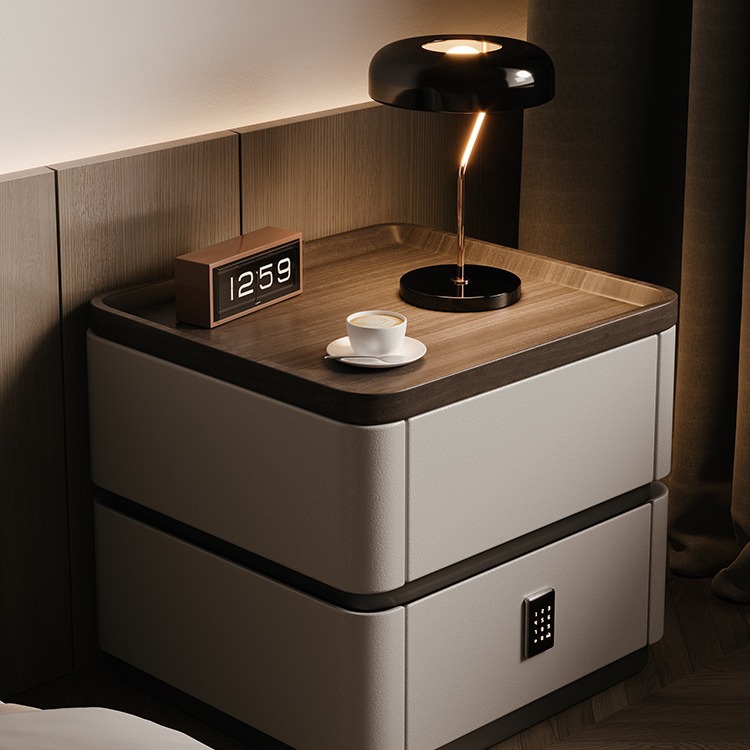 Escritorio de cabecera de bloqueo de contraseña moderno y simple dormitorio de madera maciza italiano minimalista gabinete de almacenamiento de alta calidad