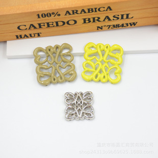 Metal Hollow-out Carved Square Hand-stitched Button Sweater Coat Shaped Decorative Button Clothes Hats Shoes Decorative Button