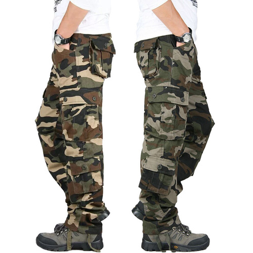 Foreign trade wholesale multi-pocket camouflage overalls men's outdoor tactical casual pants plus fat large size straight loose