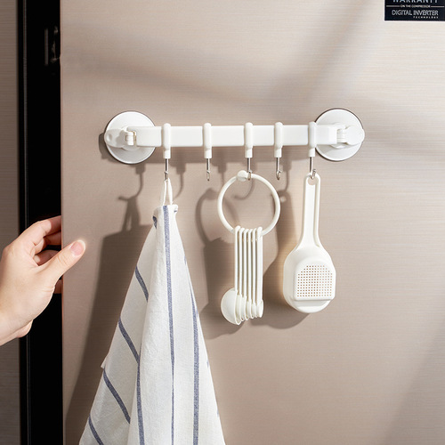 Japanese vacuum suction cup six-link kitchen wall hooks bathroom wall nail-free traceless clothes hook rack