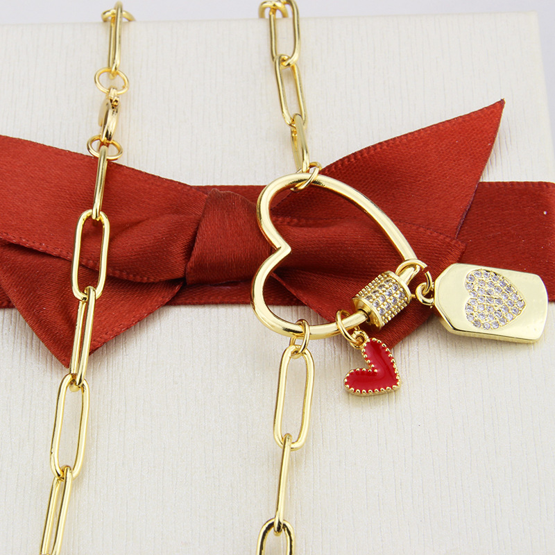 red heart-shaped diamond pendant necklace