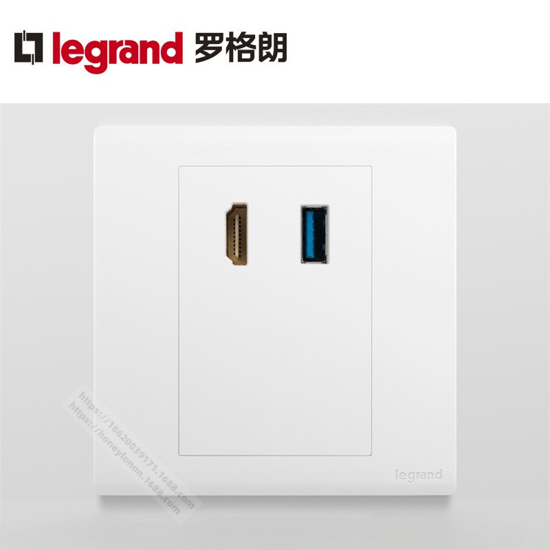 Legrand/罗格朗 简悦 HDMI+USB(连接)插座_陶瓷白 F6/USB/HDMI