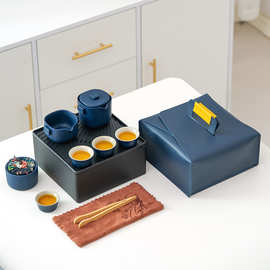 黑陶旅行茶具套装家用陶瓷便携日式户外功夫茶具套装商务礼品定制