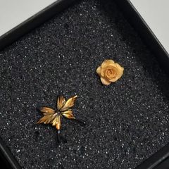 枯叶蝶！早秋落日星辰蝴蝶玫瑰花朵耳钉精致小巧时尚简约韩系耳环