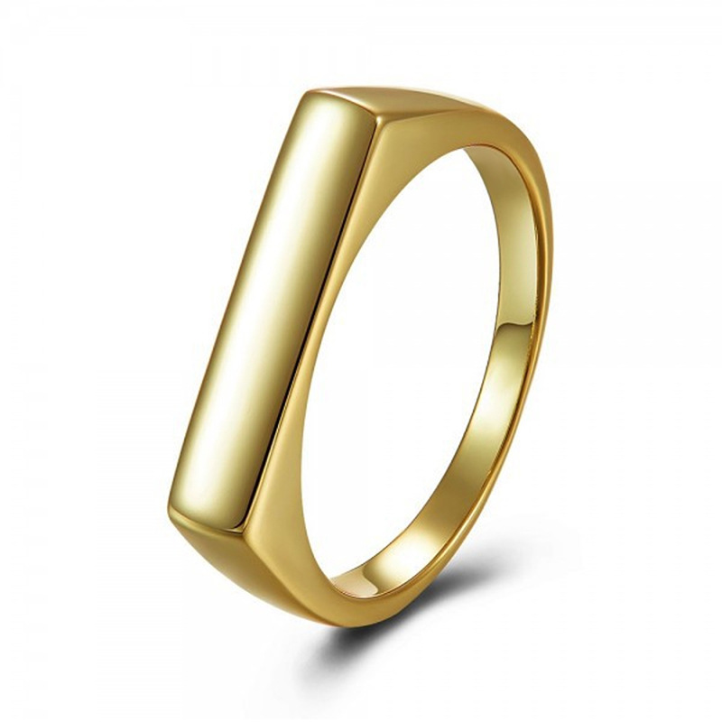 Einfache Atmosphäre Goldener Flacher Zeigefinger Kupfer Plattiert 18k Gold Ring Großhandel display picture 1