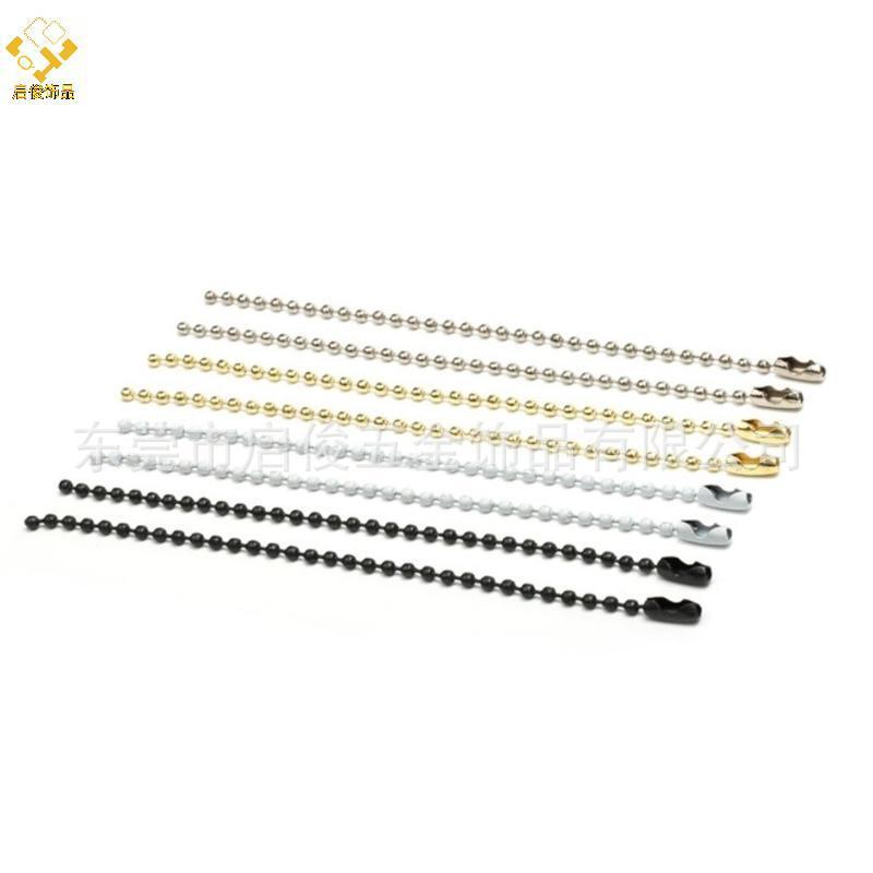 Fábrica en stock al por mayor de cobre de hierro Cadena de cuentas de metal DIY ropa etiqueta Cadena de cuentas de peluche llavero de juguete