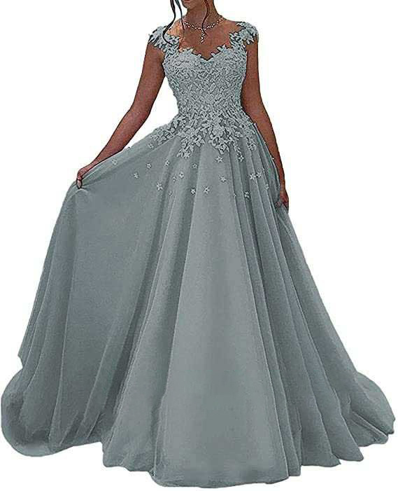 Nuevo vestido de noche con tirantes transfronterizo, gasa de encaje, fiesta de cumpleaños, vestido largo con temperamento, vestido de compromiso nupcial