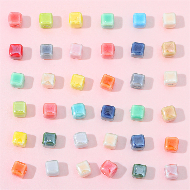 AliExpress Cream Color Square Ceramic Beads Handmade DIY Beads Jewelry Necklace Bracelet Ear Jewelry Material Accessories