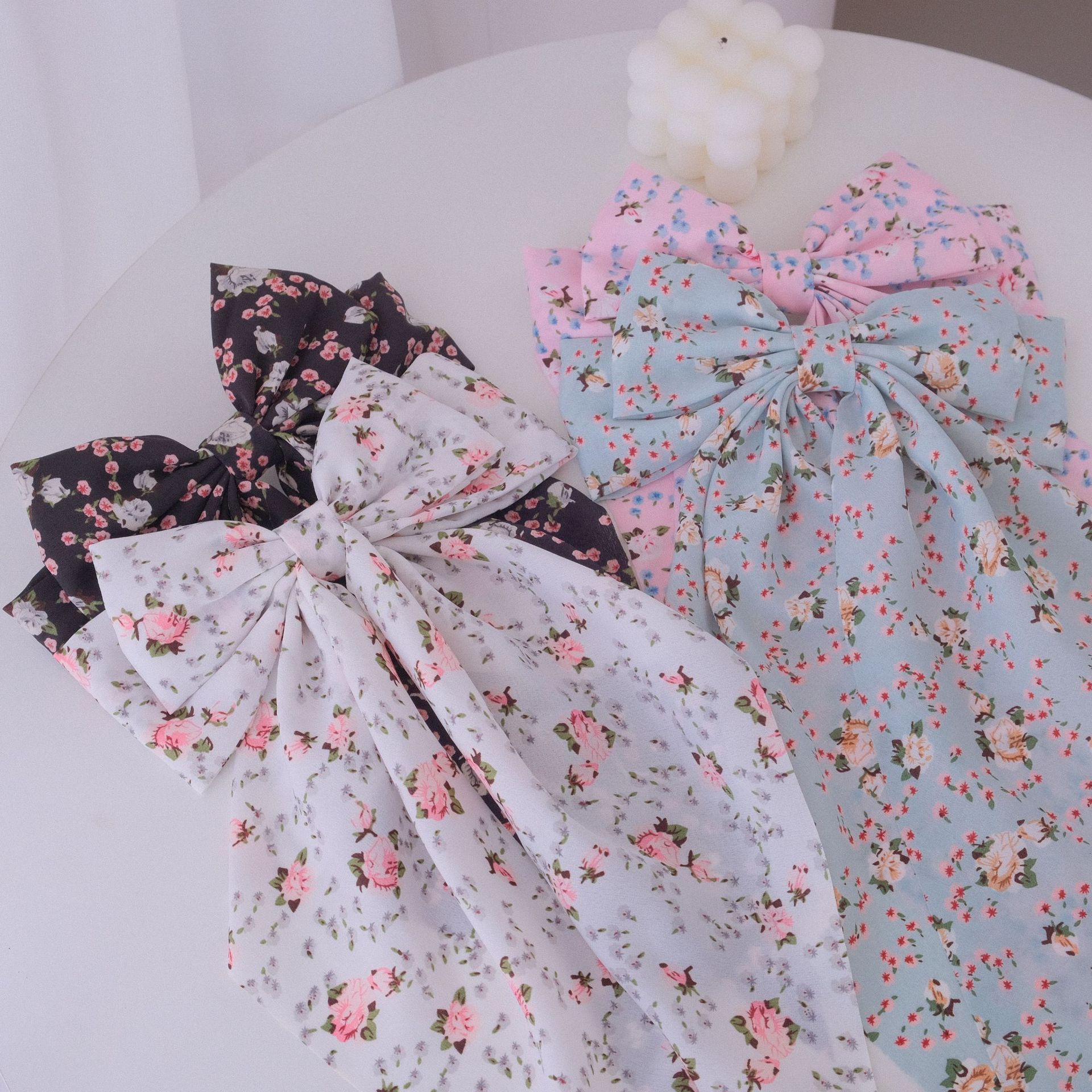 50g Weight Hair Claws Hair Accessories Type 1 Piece Quantity Holiday, Daily Occasion Bow Knot Pattern Women's Gender Floral Design Sweet, Pastoral Style Women's Sweet Pastoral Bow Knot Cloth Floral Hair Claws 16