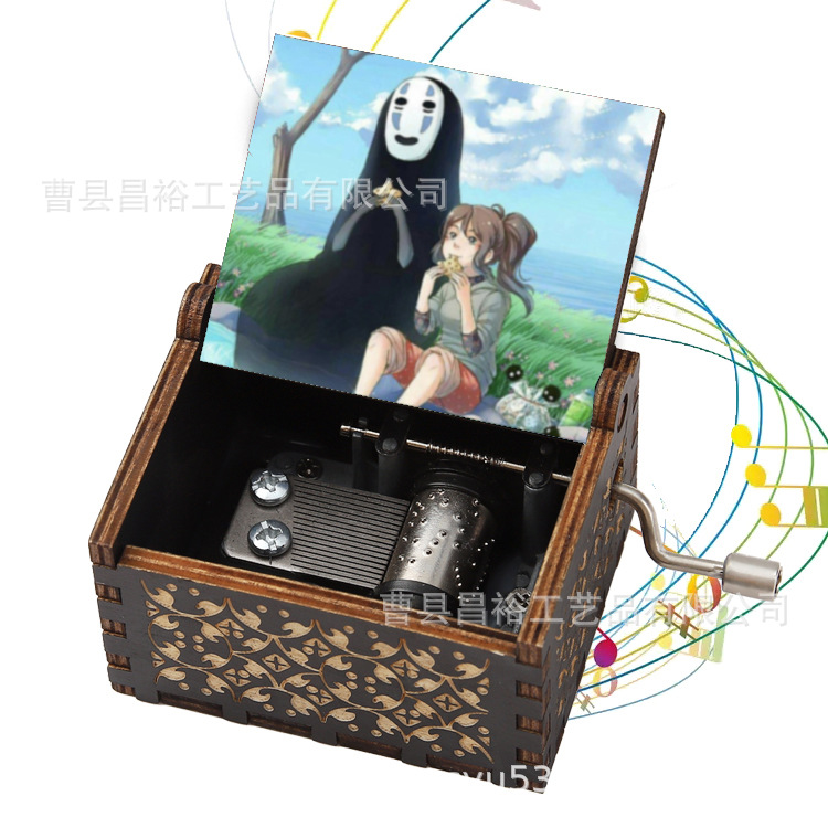 木製の手作りオルゴール創意カラープリント千と千尋のオルゴール木製の手を振ってオルゴールクロスボーダー専用です。