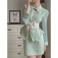 轻奢名媛法式小香风轻熟风套装裙女秋季新款上衣+半身裙两件套潮