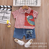 Summer cartoon dinosaur, shirt, jeans, set, children's clothing, western style