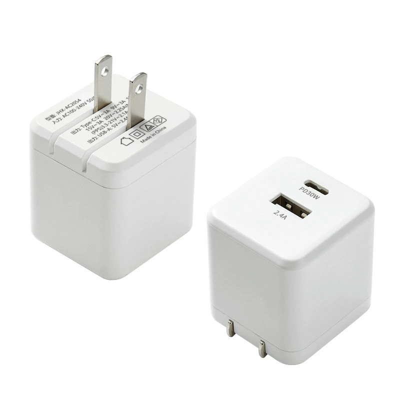 Зарядное устройство PD30W нитрид галлия PD быстрая зарядка A+C двойной порт ежедневное PSE сертификация европейский и американский сертификаты мобильного телефона быстрая зарядка