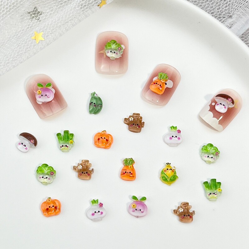 Diy Food and Play Vegetable Series Cartoon Nail Art Jewelry Mini Ice Through Cabbage Corn Resin Diy Wear Armor Accessories