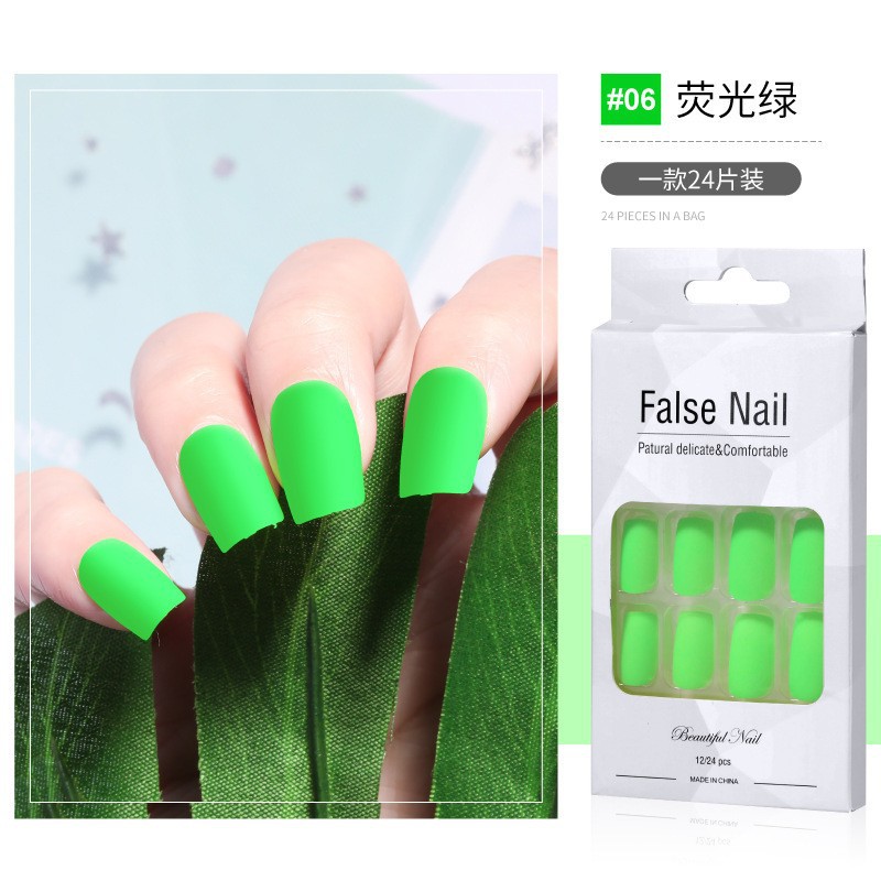 Nueva pieza de esmalte de uñas de desgaste de ballet largo luminoso transfronterizo terminado parche de uñas esmerilado pegamento jalea pieza de uñas falsas