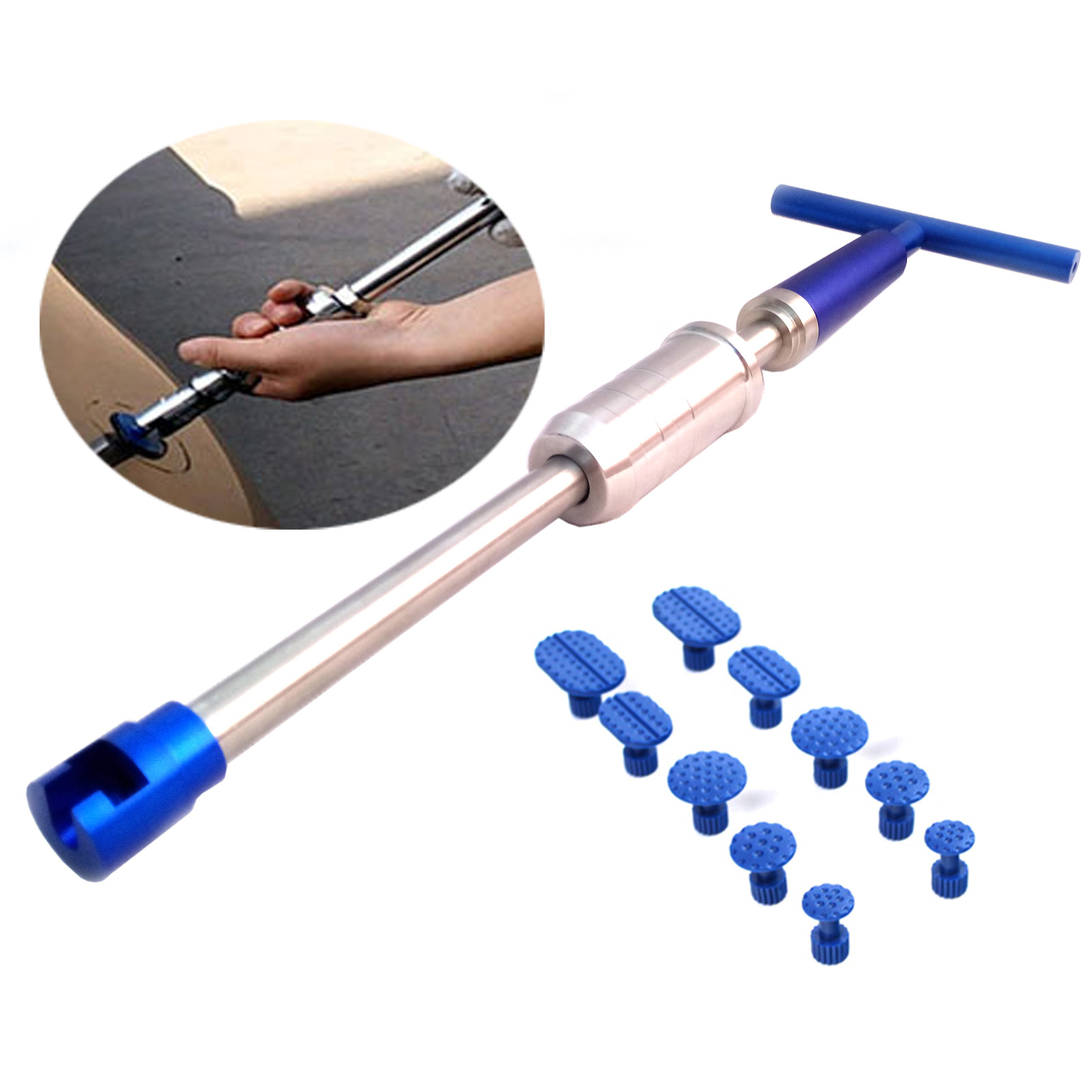 汽车凹陷修复工具蓝色t拉锤手握拉拔器拉片凹坑凹痕维修 免伤漆