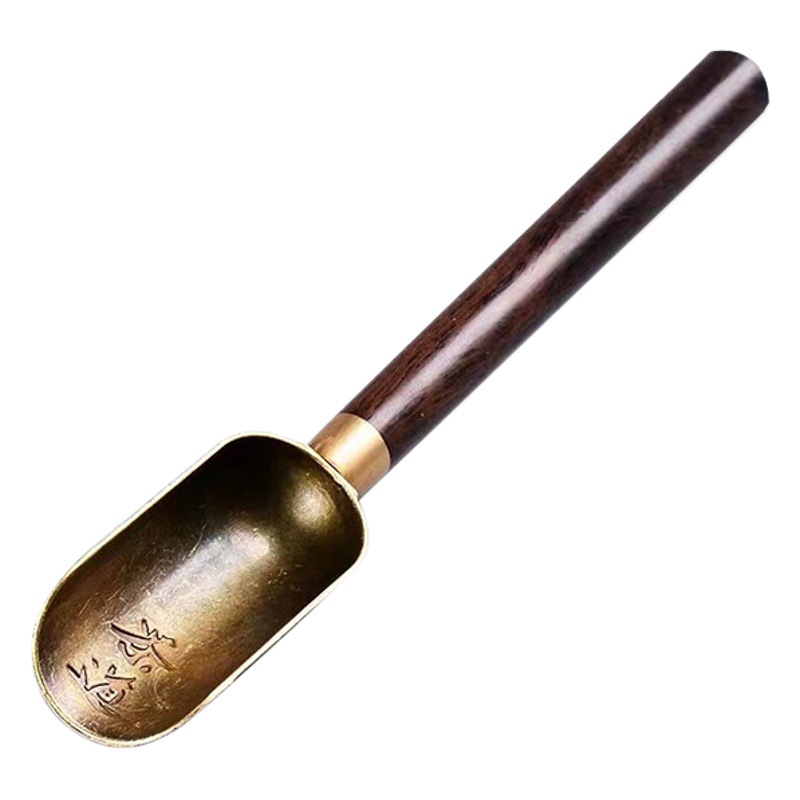 Ébano cuchara de madera de té cucharadita ceremonia del té de cinco piezas conjunto de seis caballeros partes ceremonia del té