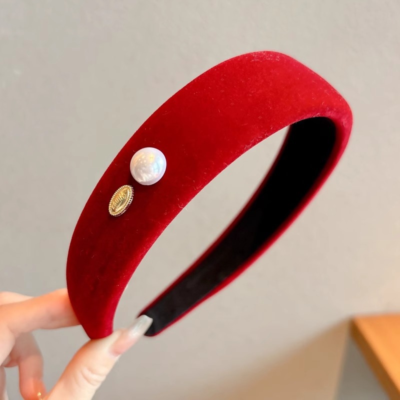 Otoño y invierno de Anchor Rojo de peluche banda de cabello de alta sensación de niños joyería de cabello coreana cara pequeña tarjeta de cabello banda de cabello para mujeres