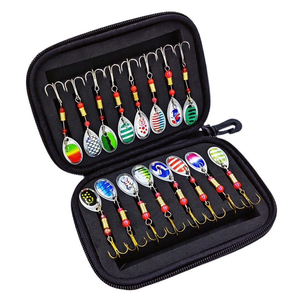 16 compuesto giratorio Luya lentejuelas Eva bolsa traje Placa de hierro cebo de pesca boca de caballo lentejuelas bolsa de almacenamiento de artes de pesca