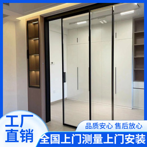 极窄三联动厨房推拉门移门吊趟门钛镁铝合金长虹玻璃佛山16年工厂