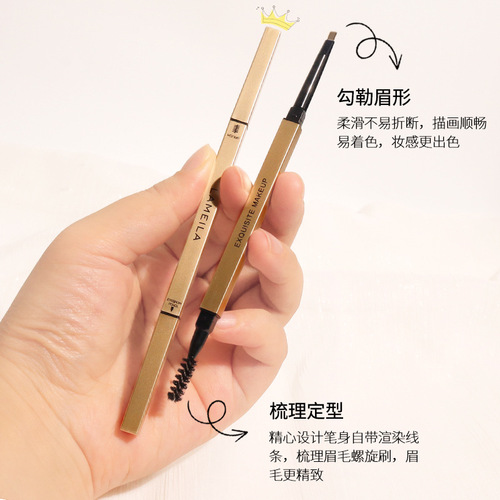 Small gold chopsticks, ultra-thin triangle, double-ended small gold bar eyebrow pencil, clear roots, waterproof, sweat-proof and non-fading for beginners