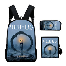 2022新款Hell is Us-3D 数码印花时尚男女款套装3D挎包双肩包笔袋