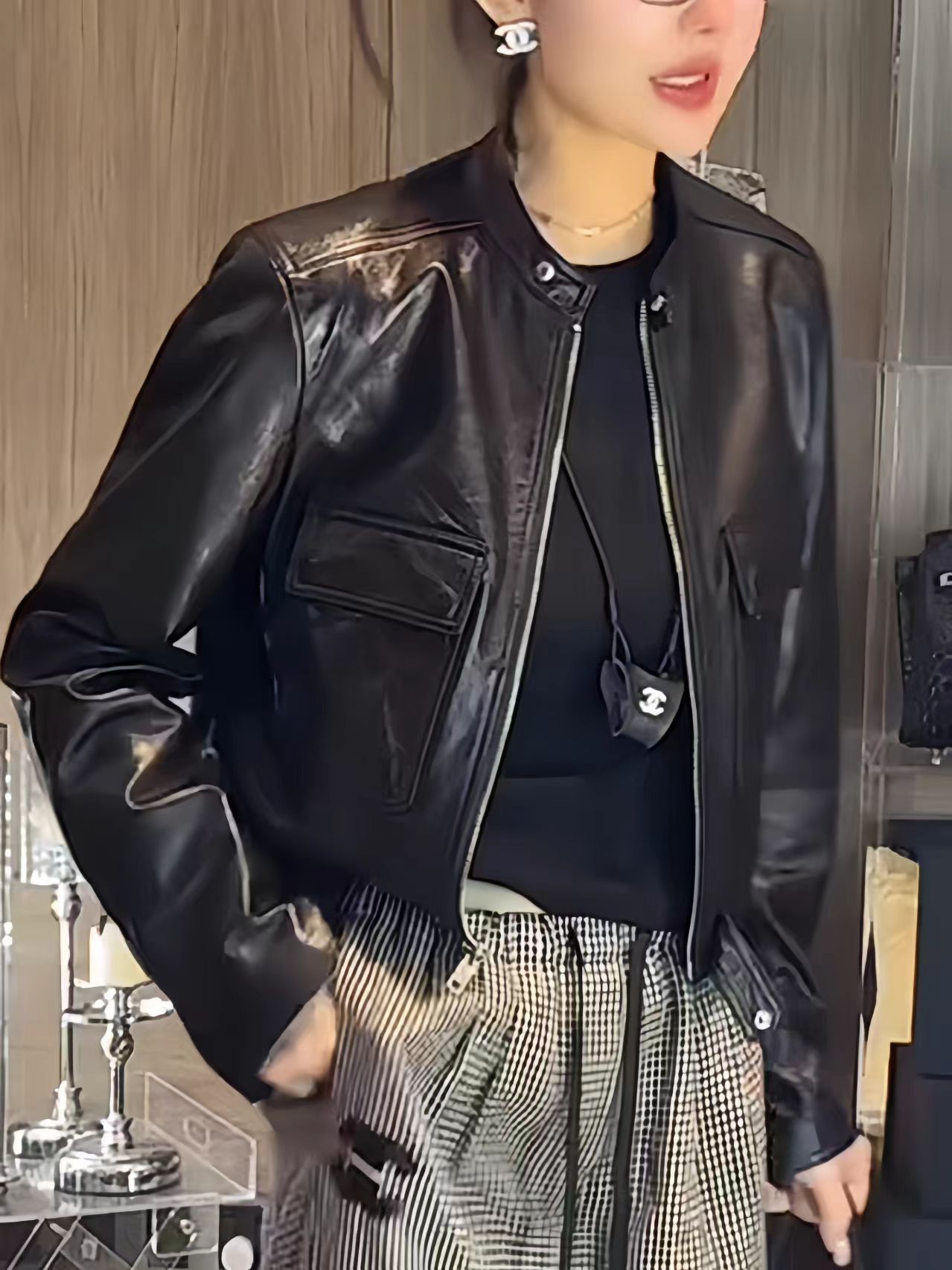 European Station 2025 Autumn New Sheepskin Short Petite Motorcycle Genuine Leather Jacket for Women