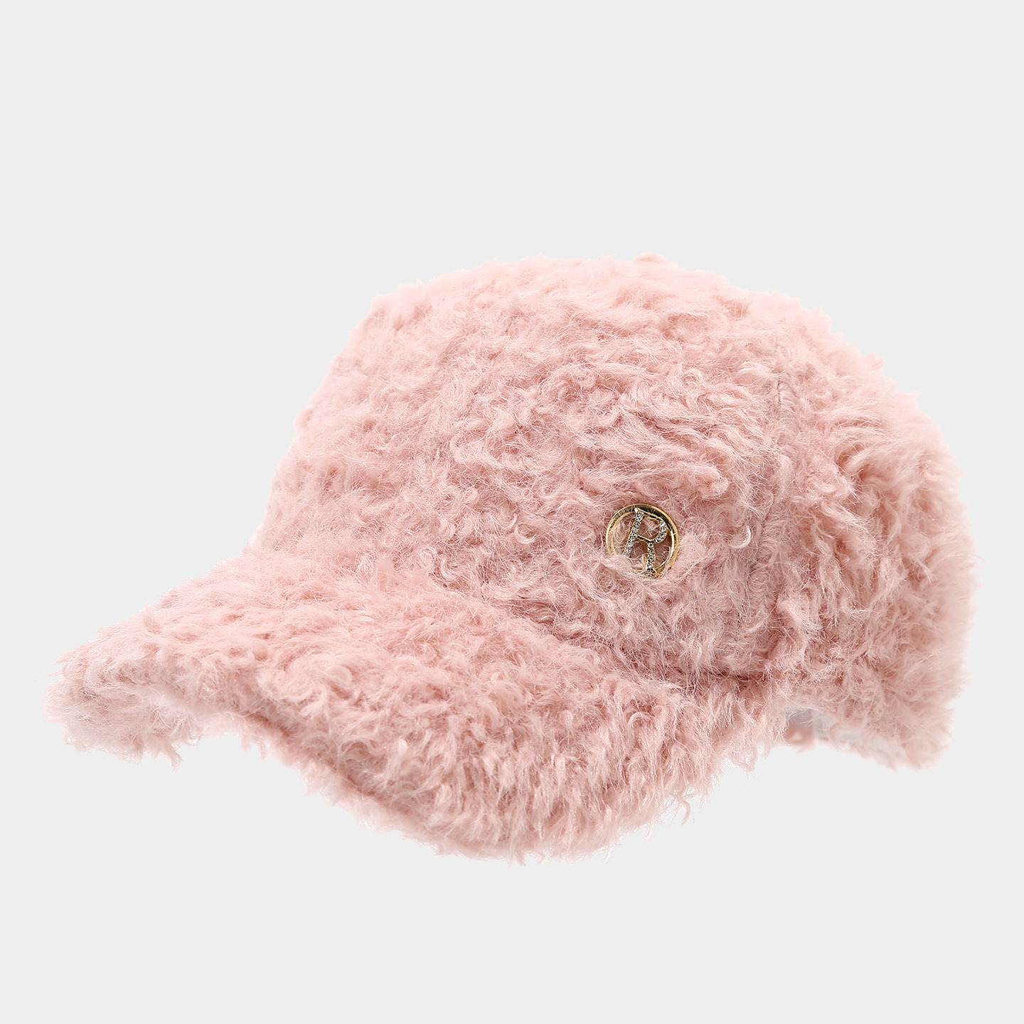 Commerce electrónico transfronterizo nueva letra R engrosada gorra de lengua de lana para mostrar la cara pequeña gorra de béisbol casual de compras de invierno al aire libre