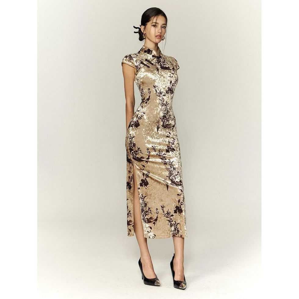 The Same Style as Gu Ailing: New Chinese-Style Elegant and Graceful High-End Improved Qipao Slim-Fit Dress