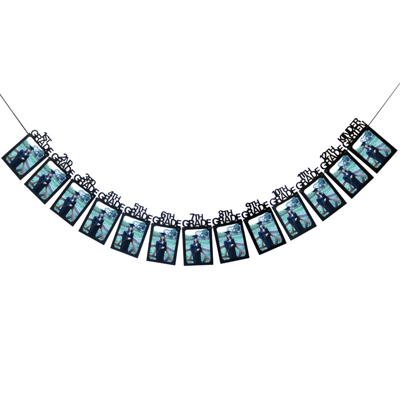 Cross-Border 2025 Graduation Season Black Photo Frame Pull Flag Gold Powder 12Th Grade Graduation Party Party Banner Wholesale