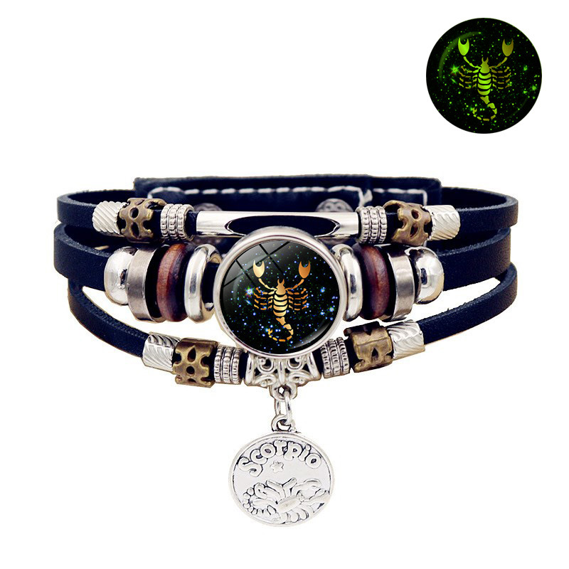 Fashion Constellation Pu Leather Glass Unisex Bracelets