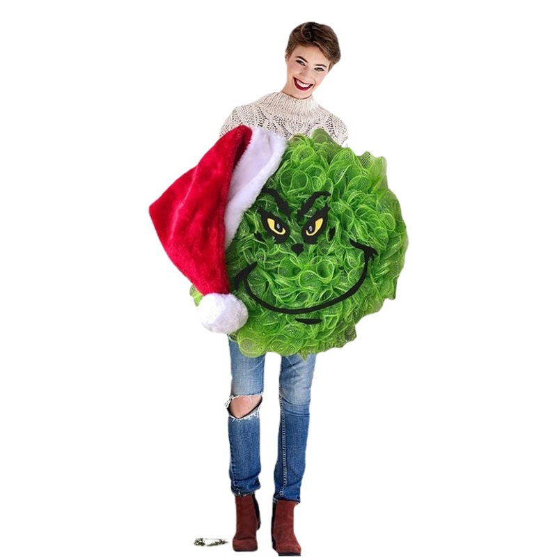 Nuevos productos transfronterizos Grinch Navidad verde Jueques de peluche muñeca de pelo verde colgante colgante de puerta de Navidad