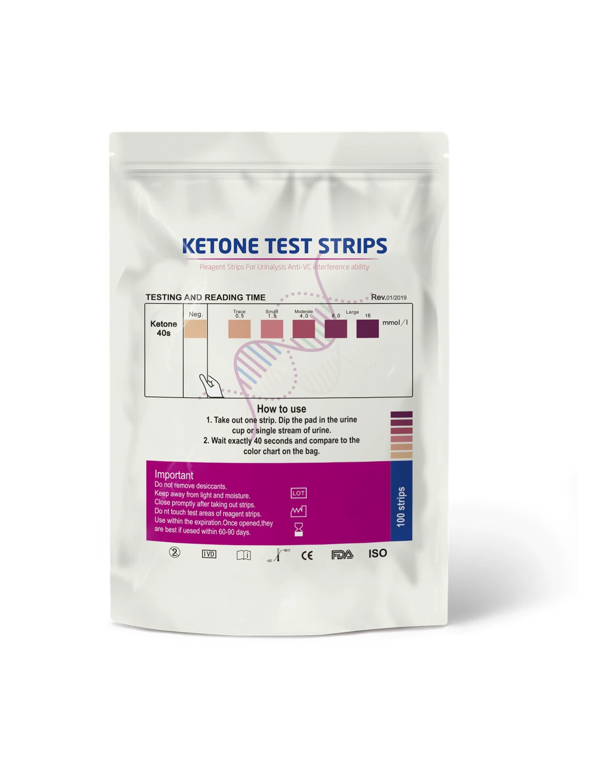 Экспорт 100 штук кетонов анализ снижения жира в организме тестовая бумажная полоса белая кетоновая бумага для тестирования тела жидкая кислота и щелочная тестовая бумага