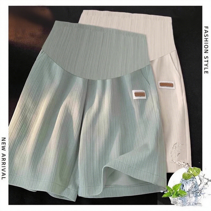 Maternity Shorts, Summer Thin Style That Does Not Tighten the Belly, Wide-Leg Pants for Outer Wear during Pregnancy, Belly-Supporting, Slim-Fitting, Quick-Drying Bottoming Maternity Pants