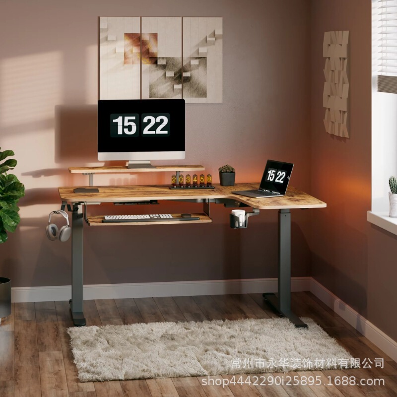 Height Adjustable Electric Standing Desk L-Shaped Keyboard Tray Modern Design Ergonomic Sitting Desk Height Adjustable Electric Standing Desk L-Shaped Keyboard Tray Modern Design Ergonomic Sitting Desk