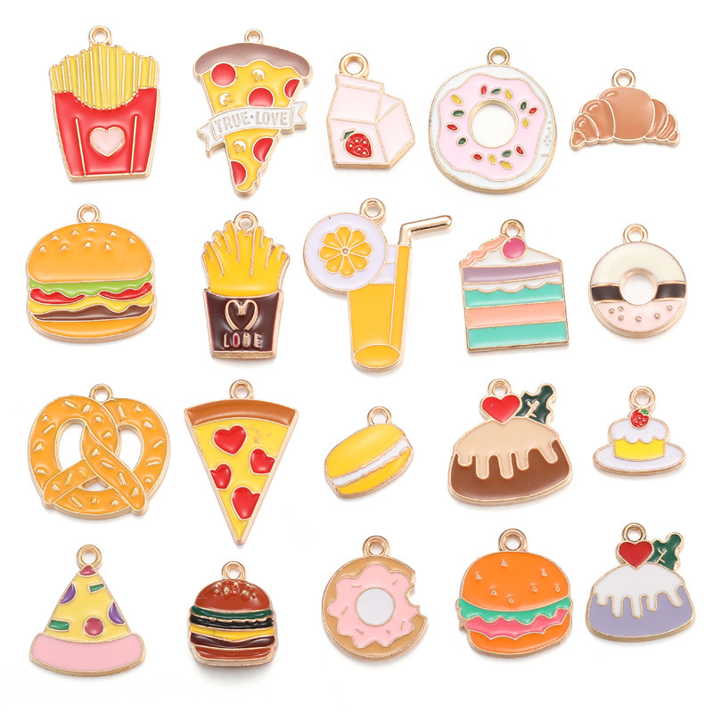 DIY alloy oil drop jewelry accessories hamburger pizza cake dessert food pendant keychain pendant W416 DIY alloy oil drop jewelry accessories hamburger pizza cake dessert food pendant keychain pendant W416