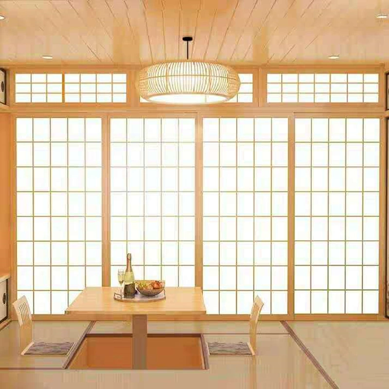 Дверь из бревенчатой сетки в японском стиле Индивидуальная раздвижная дверь из цельного дерева в семье Магазин японских материалов Тихая раздвижная дверь Combartion Partition